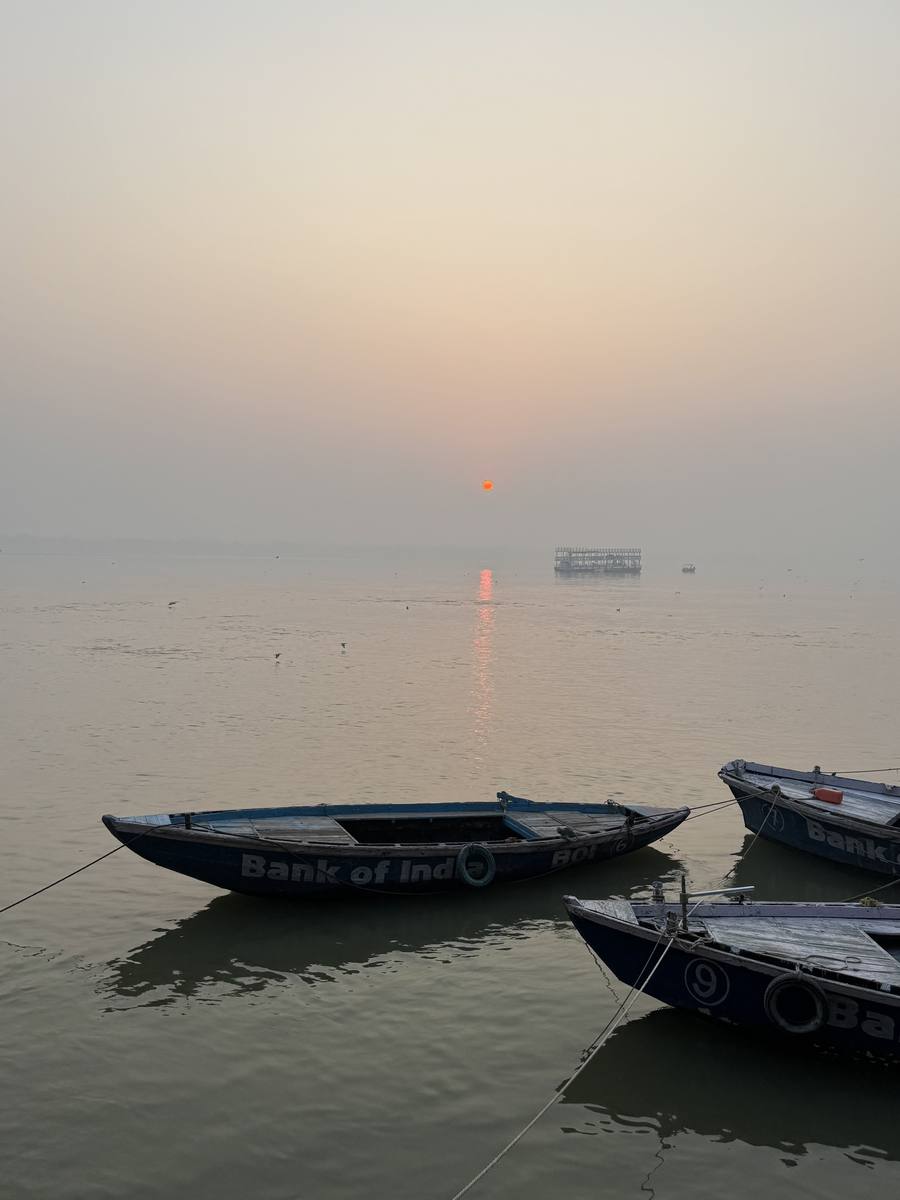 Boats at dawn on the Ganga